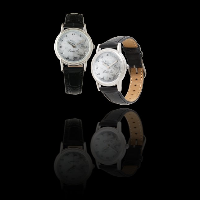 Elegant Black White Faux Marble Custom Watch (Creator Uploaded)
