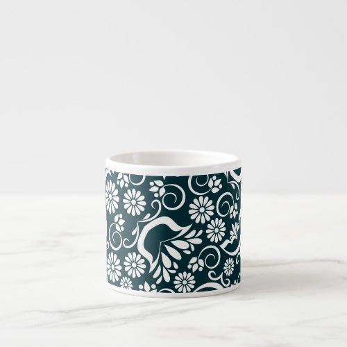 Elegant black white floral Espresso Mug