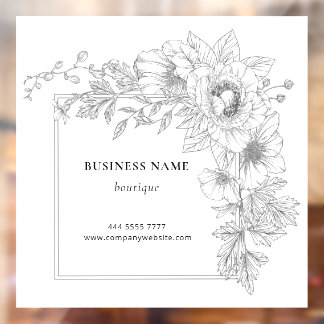 Elegant Black & White Floral Frame Salon Boutique  Window Cling