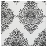 Elegant Black &amp; White Floral Ornament Fabric