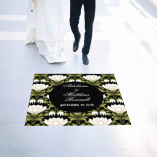 Elegant Black & White Floral Wedding: Calligraphy Floor Decals