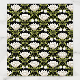 Elegant Black & White Floral Wedding Envelope Liner