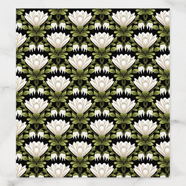 Elegant Black & White Floral Wedding Envelope Liner (Design)