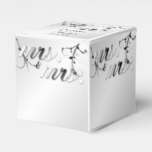Elegant Black White Floral Wedding Favor Box
