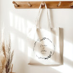 Elegant Black White Floral Wreath Wedding Custom Tote Bag<br><div class="desc">Elegant Black White Botanical Wreath Boho Wedding Custom Tote Bag</div>