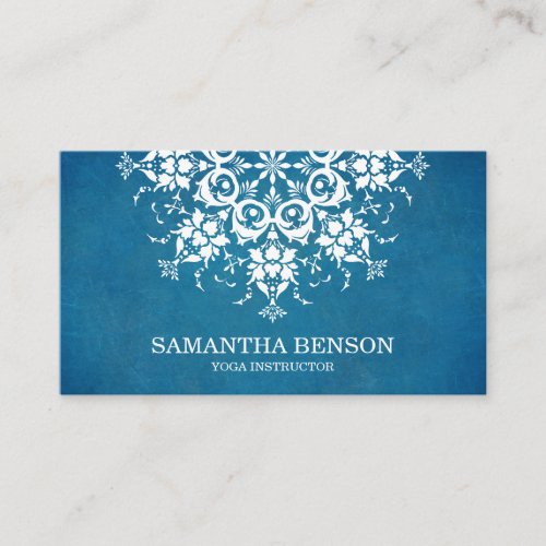 Elegant Black  white Flower Logo Yoga Business Card