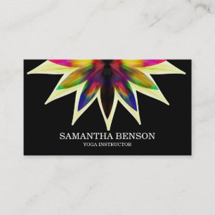 Elegant Black & white Flower Logo Yoga Business Card