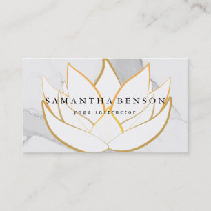Elegant Black & white Flower Logo Yoga Business Card