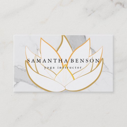 Elegant Black  white Flower Logo Yoga Business Card