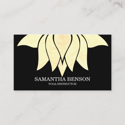 Elegant Black  white Flower Logo Yoga Business Card