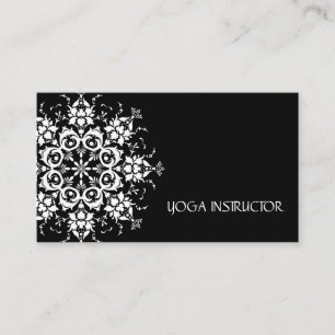 Elegant Black & white Flower Logo Yoga Business Card
