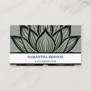 Elegant Black & white Flower Logo Yoga Business Card
