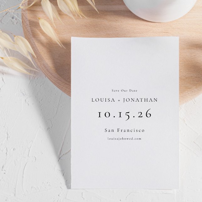 Elegant Black White Formal Minimalist Wedding  Save The Date (Creator Uploaded)