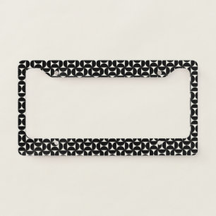 Elegant black &white geometric abstract pattern license plate frame