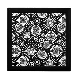Elegant Black White Geometric Flowers Starburst Jewelry Box