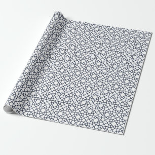 Elegant Black White Geometric Islamic Pattern Wrapping Paper