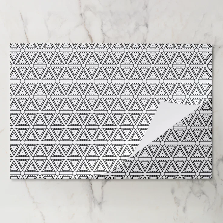 Elegant black white geometric pattern placemats Zazzle