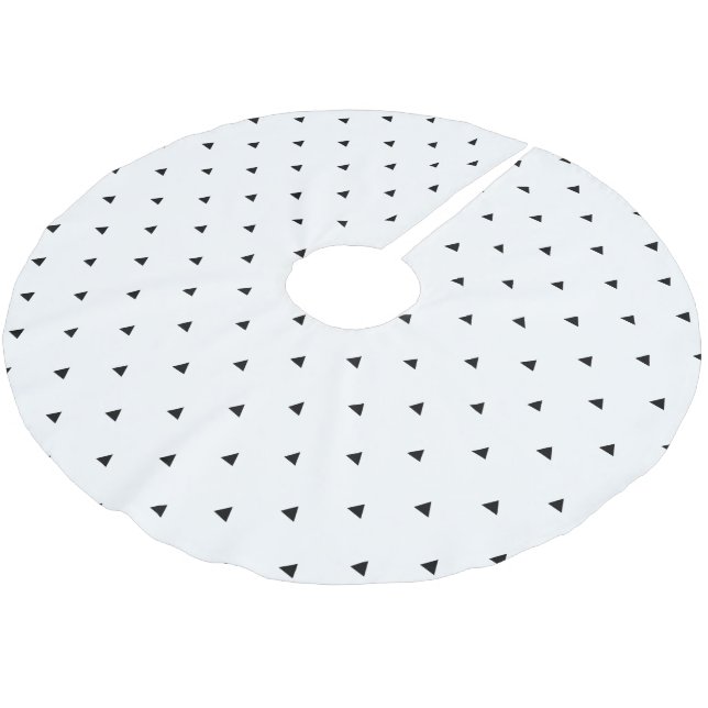 Elegant black white geometric pattern | triangles brushed polyester tree skirt (Angled)