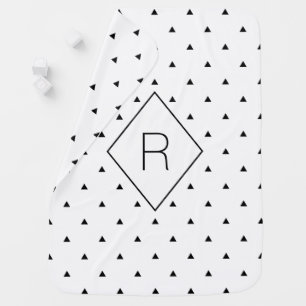 Elegant black white geometric pattern   triangles receiving blanket