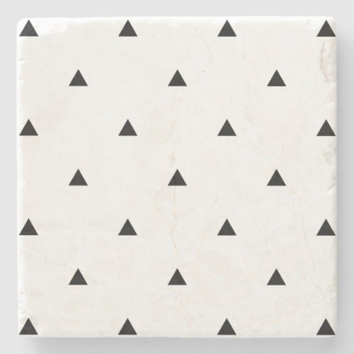 Elegant black white geometric pattern  triangles stone coaster