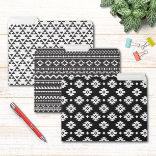 Elegant Black White Geometric Patterns File Folder