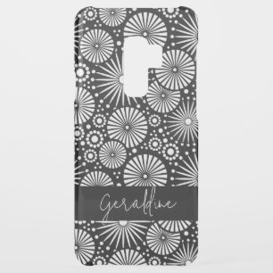 Elegant Black White Geometric Starburst Name  Uncommon Samsung Galaxy S9 Plus Case