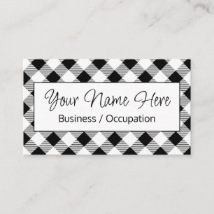 Elegant black white gingham checker  business card