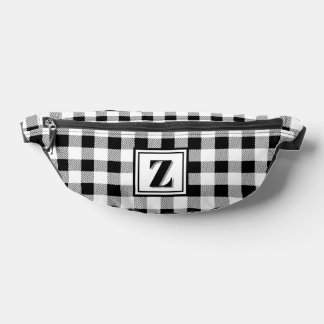 Elegant black white gingham customizable monogram fanny pack