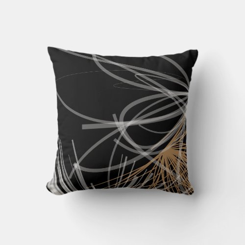 Elegant Black White  Gold Abstract Design Throw Pillow