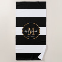 Elegant Black White Gold Anniversary Couples Name