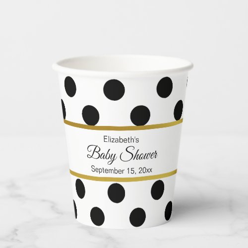 Elegant Black White  Gold Baby Shower Script Paper Cups