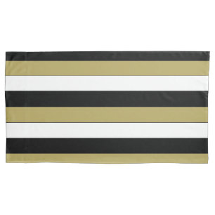 Elegant Black White Gold Brown Stripes Pattern Pillow Case