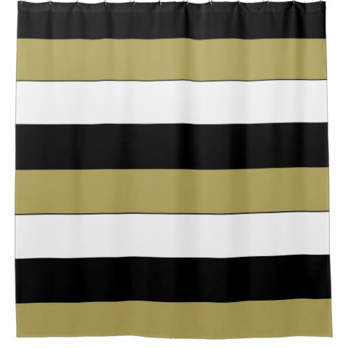 Elegant Black White Gold Brown Stripes Pattern Shower Curtain