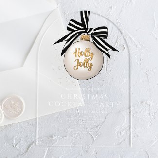 Elegant Black White Gold Christmas Cocktail Party