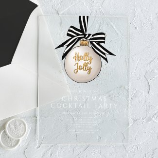 Elegant Black White Gold Christmas Cocktail Party