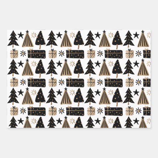 Elegant Black White Gold Christmas Quote Gift Wrapping Paper Sheets