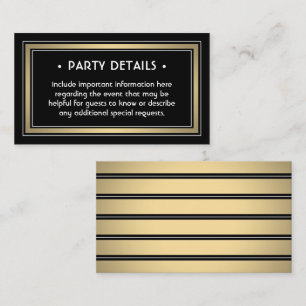 Elegant Black, White & Gold Faux Foil Details Enclosure Card