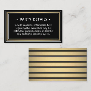 Elegant Black, White & Gold Faux Foil Details Enclosure Card