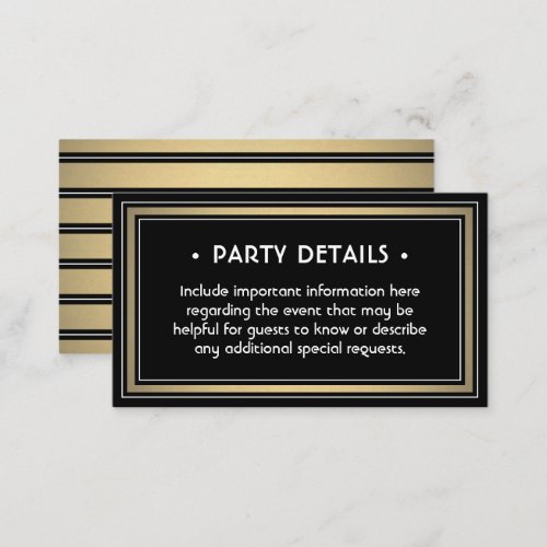 Elegant Black White  Gold Faux Foil Details Enclosure Card
