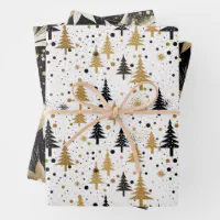 Elegant Golden Black White Luxury Christmas Gift Wrapping Paper