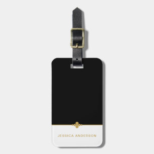 Elegant Black White Gold Luggage Tag