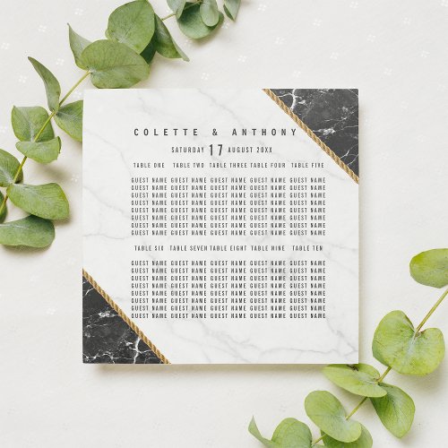 Elegant black white gold marble Seating Chart