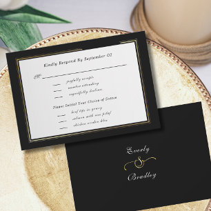 Elegant Black White Gold Menu Selection RSVP