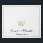 Elegant Black White & Gold Monogram Names Newlywed Duvet Cover<br><div class="desc">Chic and Elegant Black White & Gold Monogram Names Newlywed Duvet Cover. Personalized stylish white and gold monogrammed duvet cover. Elegant classic script for the initial, the names of the bride and groom and the wedding date on a simple chic white background. Perfect gift for newly weds, or beautiful for...</div>