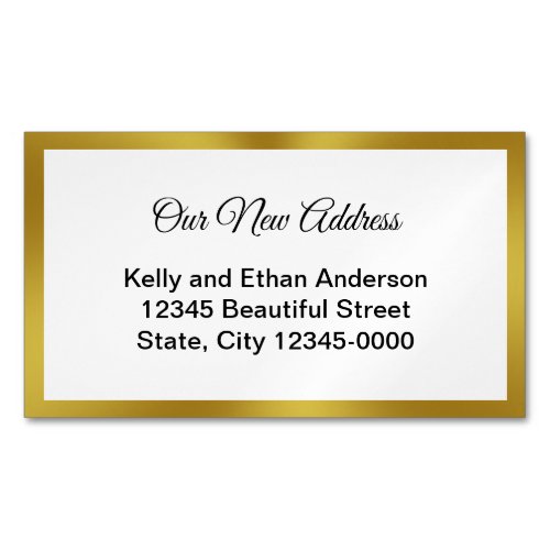 Elegant Black White Gold Moving Announcement Business Card Magnet