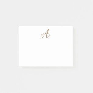 Elegant Black White Gold Script Monogram Post-it Notes