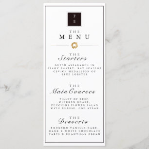 Elegant Black White & Gold Stripe Wedding Menu