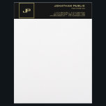 Elegant Black White Gold Template Modern Monogram Letterhead<br><div class="desc">Elegant Black White Gold Template Modern Monogram Letterhead.</div>