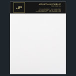 Elegant Black White Gold Template Modern Monogram Letterhead<br><div class="desc">Elegant Black White Gold Template Modern Monogram Letterhead.</div>