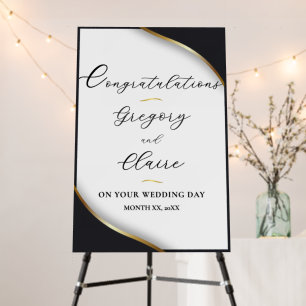 Elegant Black White Gold Wedding Sign Foam Boards